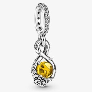 Pandora Disney Belle Infinity & Rose Flower Pendant Dangle Charm